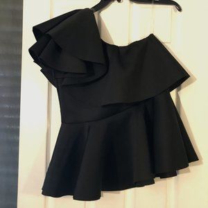 Black one shoulder ruffle shirt